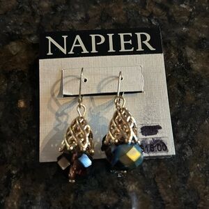 New Napier Pierced Gold tone  brown bead
